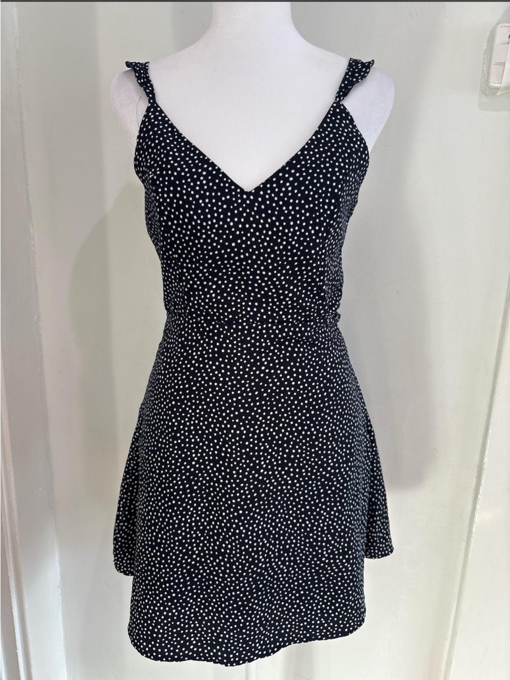 Black Polka Dot V-Neck Mini Dress